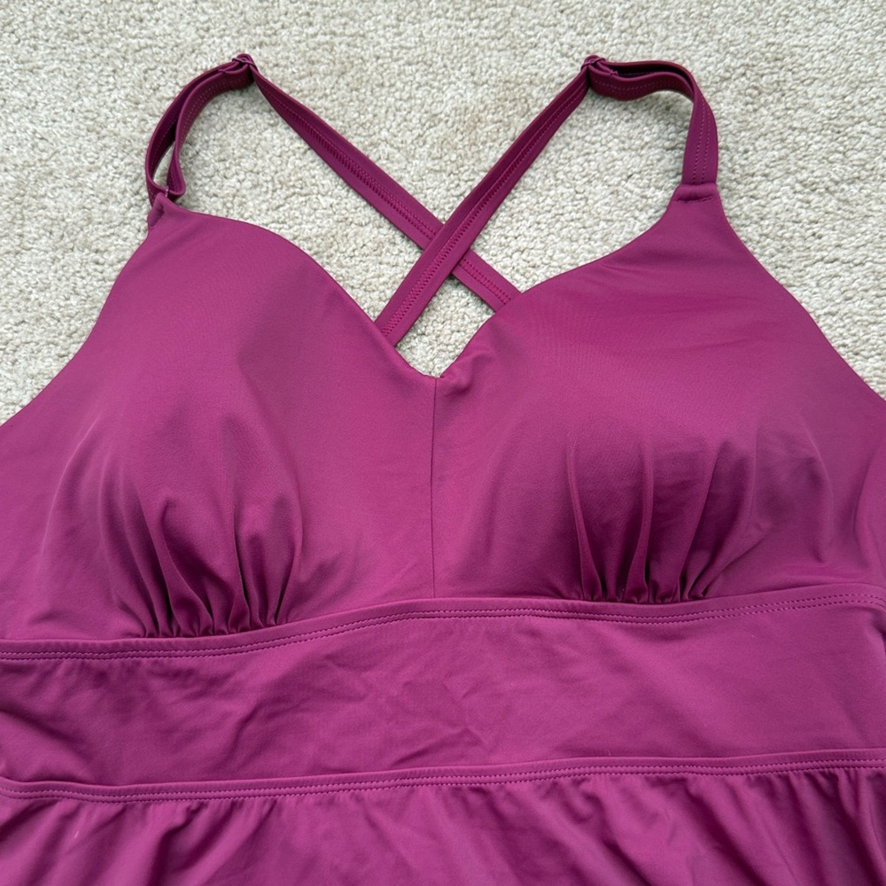NWOT Torrid Wire Free Crossback Racerback Raspberry Pink Tankini Top Size 2 DD/F - Picture 4 of 8